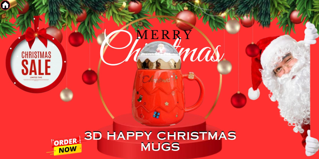 3D Happy Christmas Mugs